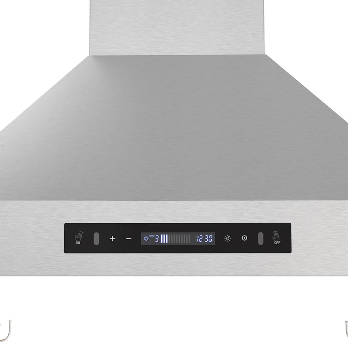 Forno Venezia 30" 370 CFM Wall-Mounted Ducted Range Hood with Adjustable Height, Baffle Filters, Touch Controls and LED Lights - Stainless Steel, Black, or White (FRHWM5503-30)