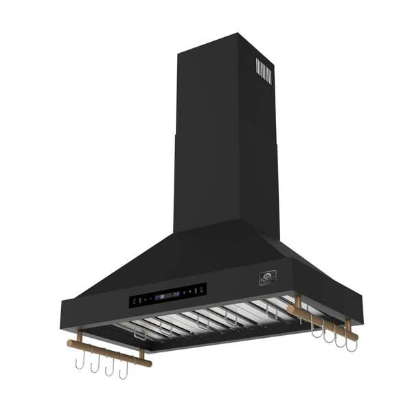 Forno Venezia 36" 370 CFM Wall-Mounted Ducted Range Hood with Adjustable Height, Baffle Filters, Touch Controls and LED Lights - Stainless Steel, Black, or White (FRHWM5503-36)