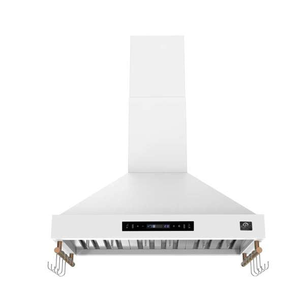 Forno Venezia 36" 370 CFM Wall-Mounted Ducted Range Hood with Adjustable Height, Baffle Filters, Touch Controls and LED Lights - Stainless Steel, Black, or White (FRHWM5503-36)