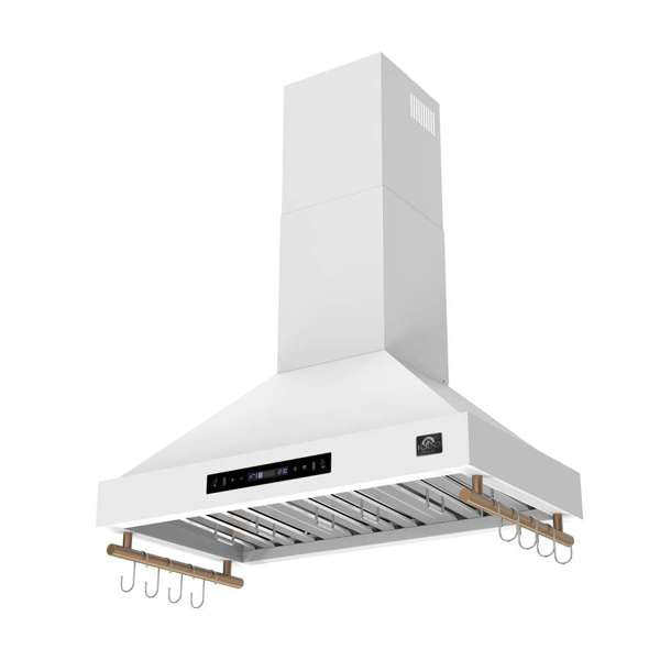 Forno Venezia 36" 370 CFM Wall-Mounted Ducted Range Hood with Adjustable Height, Baffle Filters, Touch Controls and LED Lights - Stainless Steel, Black, or White (FRHWM5503-36)