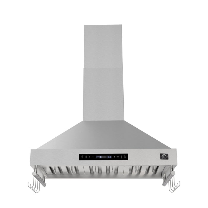 Forno Venezia 36" 370 CFM Wall-Mounted Ducted Range Hood with Adjustable Height, Baffle Filters, Touch Controls and LED Lights - Stainless Steel, Black, or White (FRHWM5503-36)