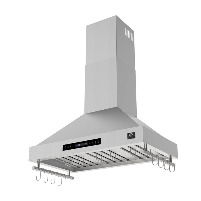Forno Venezia 36" 370 CFM Wall-Mounted Ducted Range Hood with Adjustable Height, Baffle Filters, Touch Controls and LED Lights - Stainless Steel, Black, or White (FRHWM5503-36)