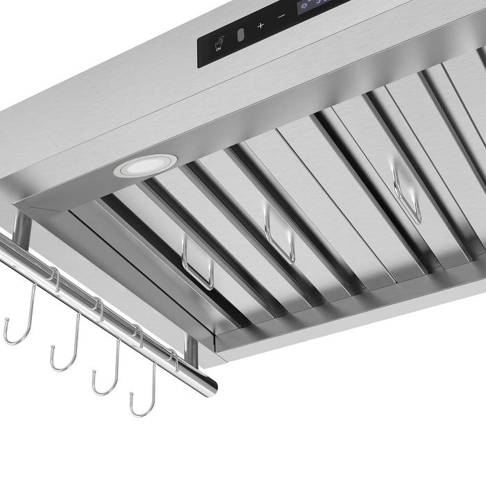 Forno Venezia 36" 370 CFM Wall-Mounted Ducted Range Hood with Adjustable Height, Baffle Filters, Touch Controls and LED Lights - Stainless Steel, Black, or White (FRHWM5503-36)