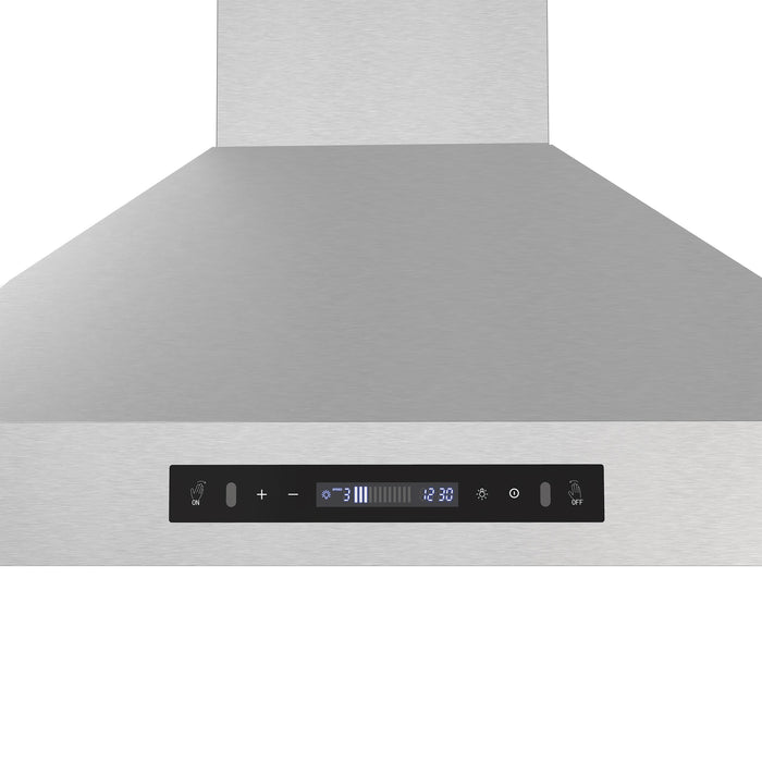 Forno Venezia 36" 370 CFM Wall-Mounted Ducted Range Hood with Adjustable Height, Baffle Filters, Touch Controls and LED Lights - Stainless Steel, Black, or White (FRHWM5503-36)
