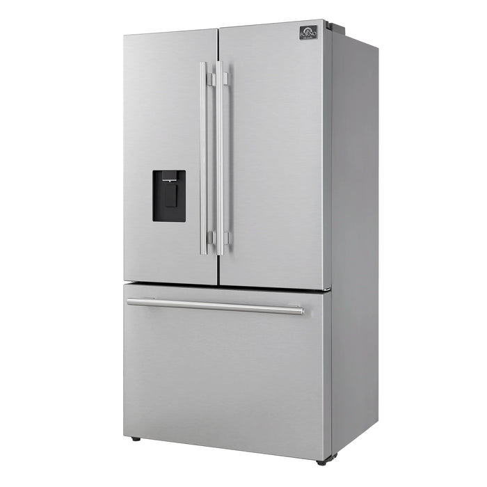 Forno Aosta 36" French Door Refrigerator with External Water Dispenser & Automatic Ice Maker – 22.4 Cu. Ft. in Stainless Steel (FFFFD1866-36SB)