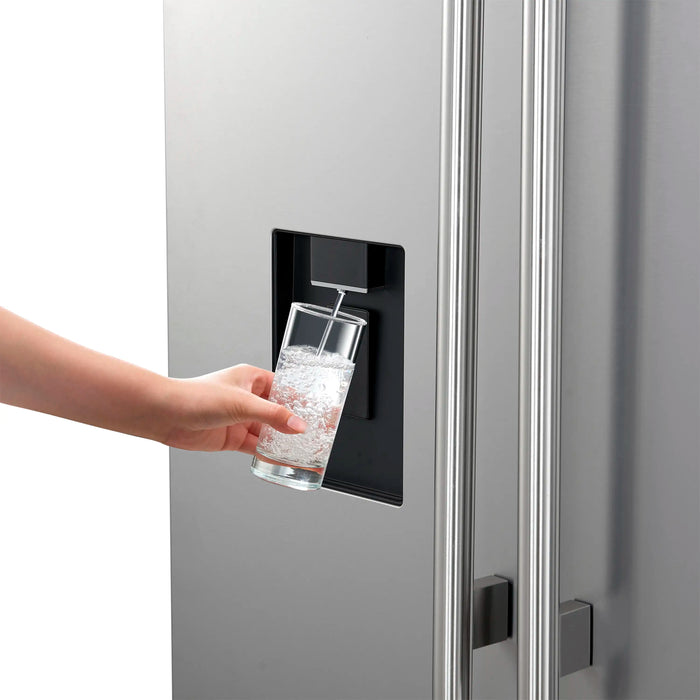 Forno Aosta 36" French Door Refrigerator with External Water Dispenser & Automatic Ice Maker – 22.4 Cu. Ft. in Stainless Steel (FFFFD1866-36SB)