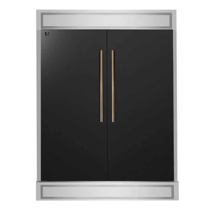 Forno Maderno 60" 27.2 cu. ft. Convertible Refrigerator and Freezer with Grill Trim Kit in Stainless Steel, Black or White with Antique Brass Handles (FFFFD1722-60SG)