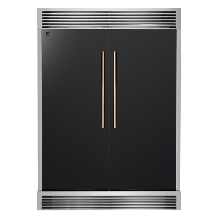 Forno Maderno 60" 27.2 cu. ft. Convertible Refrigerator and Freezer with Grill Trim Kit in Stainless Steel, Black or White with Antique Brass Handles (FFFFD1722-60SG)