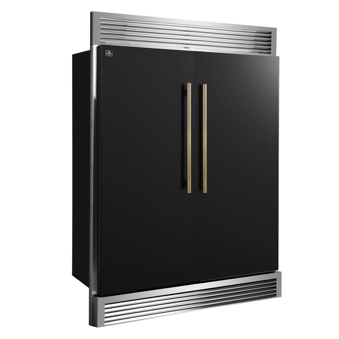 Forno Maderno 60" 27.2 cu. ft. Convertible Refrigerator and Freezer with Grill Trim Kit in Stainless Steel, Black or White with Antique Brass Handles (FFFFD1722-60SG)