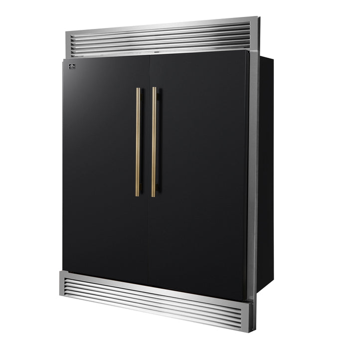Forno Maderno 60" 27.2 cu. ft. Convertible Refrigerator and Freezer with Grill Trim Kit in Stainless Steel, Black or White with Antique Brass Handles (FFFFD1722-60SG)