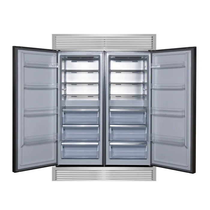 Forno Maderno 60" 27.2 cu. ft. Convertible Refrigerator and Freezer with Grill Trim Kit in Stainless Steel, Black or White with Antique Brass Handles (FFFFD1722-60SG)
