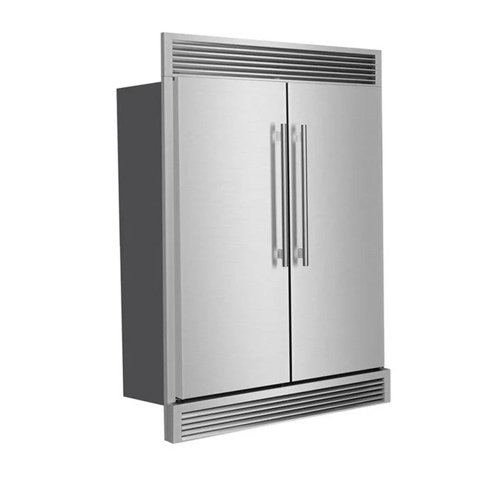 Forno Maderno 60" 27.2 cu. ft. Convertible Refrigerator and Freezer with Grill Trim Kit in Stainless Steel, Black or White with Antique Brass Handles (FFFFD1722-60SG)