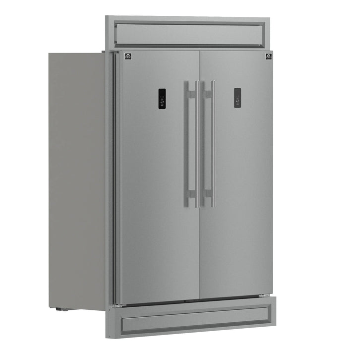 Forno Fortezza 60" 28 cu. ft. Refrigerator/Freezer with Automatic Ice Maker and Modern Trim Kit in Stainless Steel (FFFFD1738-60MG)
