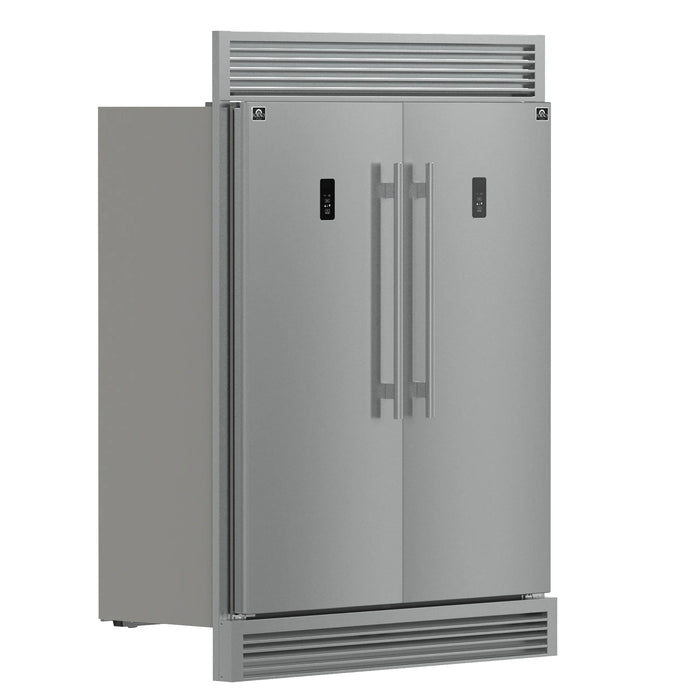 Forno Fortezza 60" 28 cu. ft. Refrigerator/Freezer with Automatic Ice Maker and Grill Trim Kit in Stainless Steel (FFFFD1738-60SG)