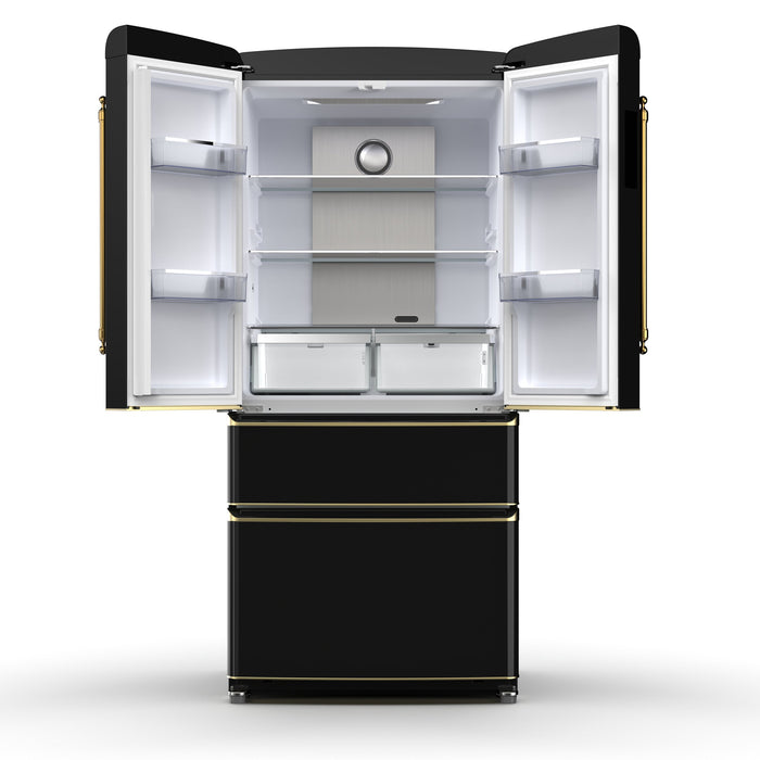 Forno Luigi Espresso 33" 18 cu. ft. French Door Refrigerator with Ice Maker | Black, White, Red (FFFFD1791-33BLK)
