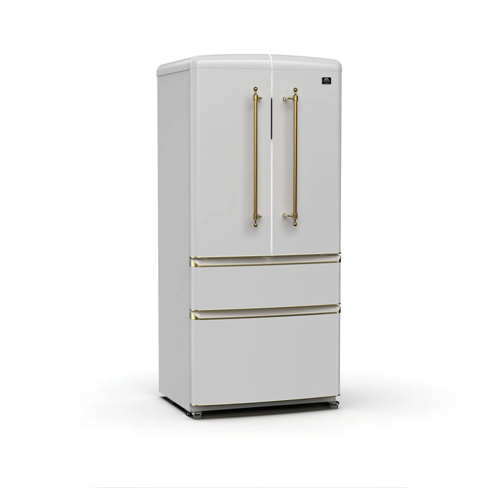 Forno Luigi Espresso 33" 18 cu. ft. French Door Refrigerator with Ice Maker | Black, White, Red (FFFFD1791-33BLK)