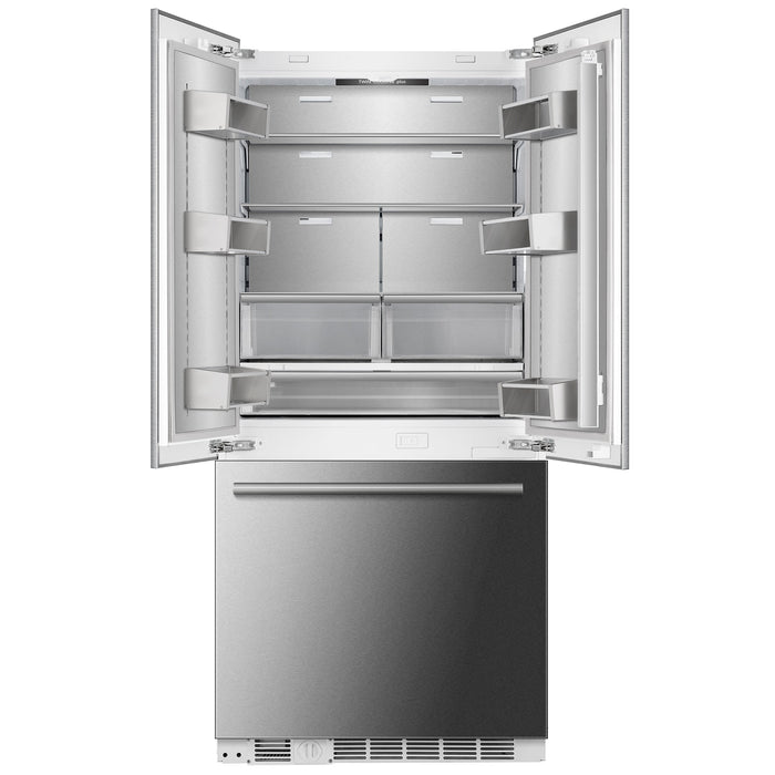Forno Rivestito 36" 15.5 cu. ft. Built-In French Door Refrigerator with Automatic Ice Maker and Stainless Steel Panels (FFRBI1811-36FR)