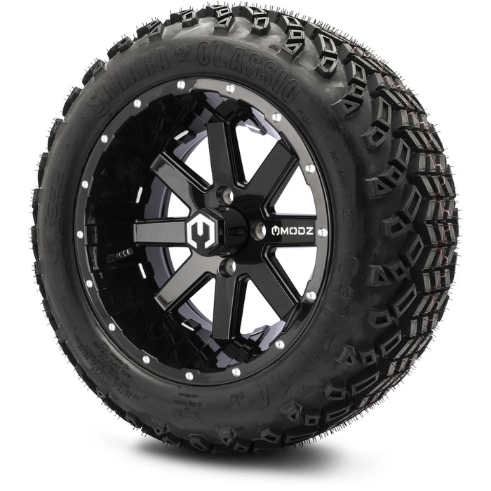 MODZ 14" Assault Glossy Black with Ball Mill Wheels & Off-Road Tires Combo