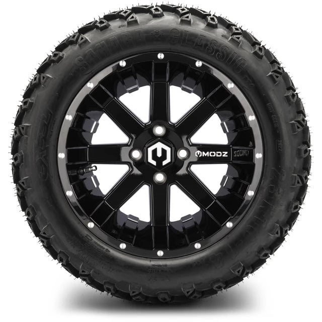 MODZ 14" Assault Glossy Black with Ball Mill Wheels & Off-Road Tires Combo