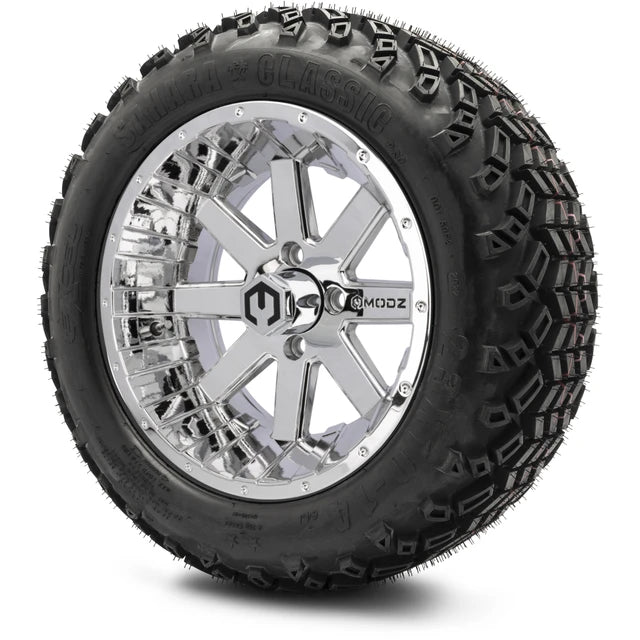 MODZ 14" Assault Chrome Wheels & Off-Road Tires Combo