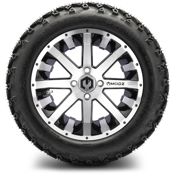 MODZ 14" Assault Machined Black Wheels & Off-Road Tires Combo
