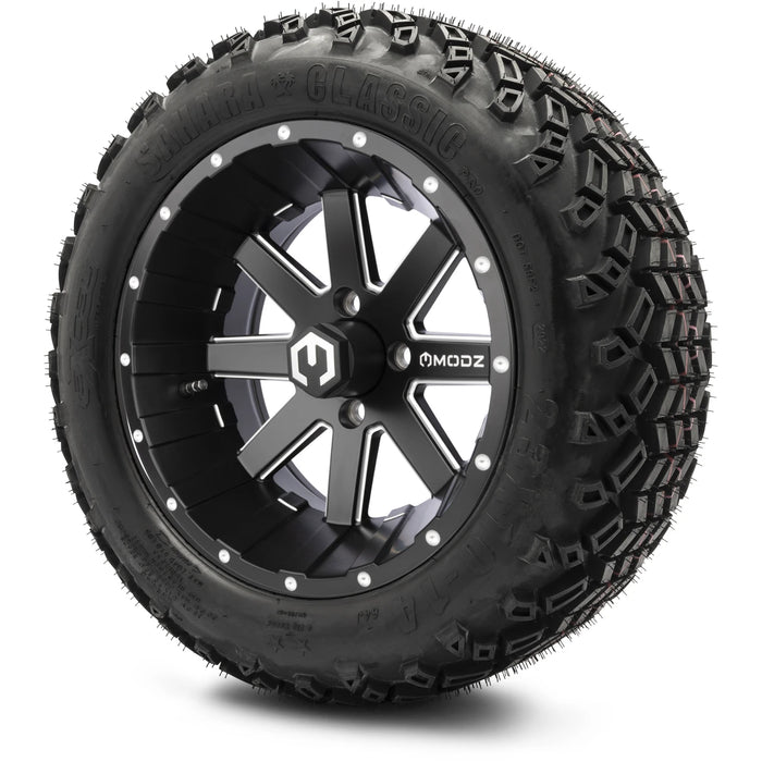 MODZ 14" Assault Matte Black with Ball Mill Wheels & Off-Road Tires Combo