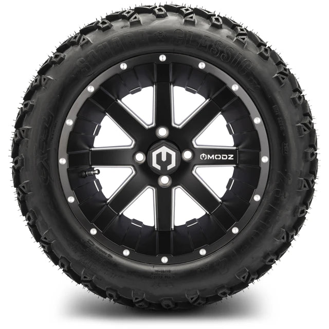 MODZ 14" Assault Matte Black with Ball Mill Wheels & Off-Road Tires Combo