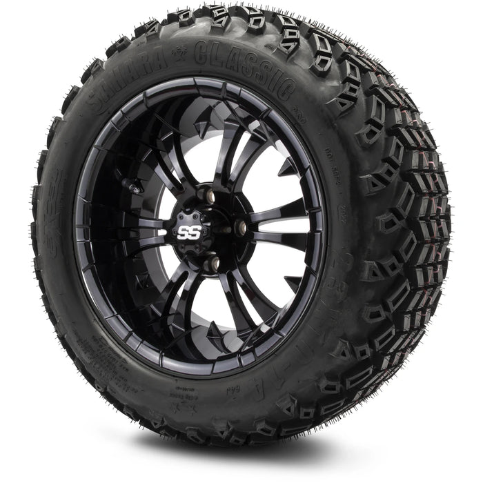 MODZ 14" Vampire Glossy Black Wheels & Off-Road Tires Combo