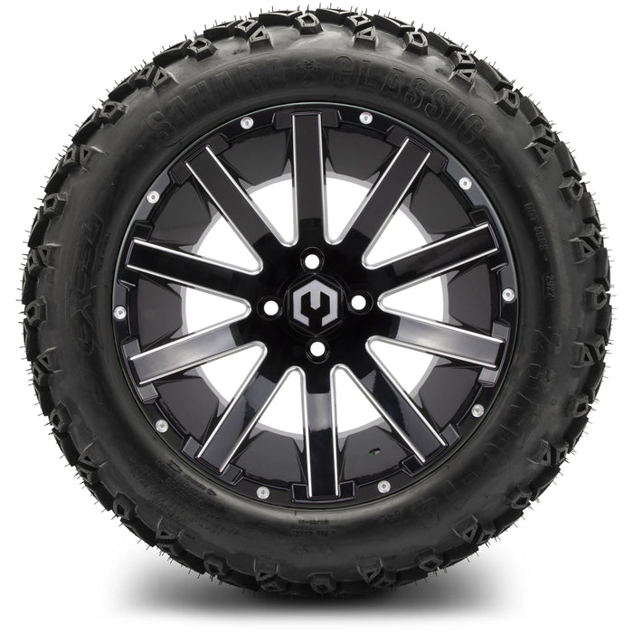 MODZ 14" Mauler Glossy Black with Ball Mill Wheels & Off-Road Tires Combo