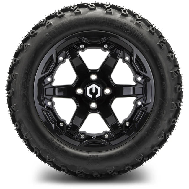 MODZ 14" Gladiator Glossy Black Wheels and Off-Road Tires Combo