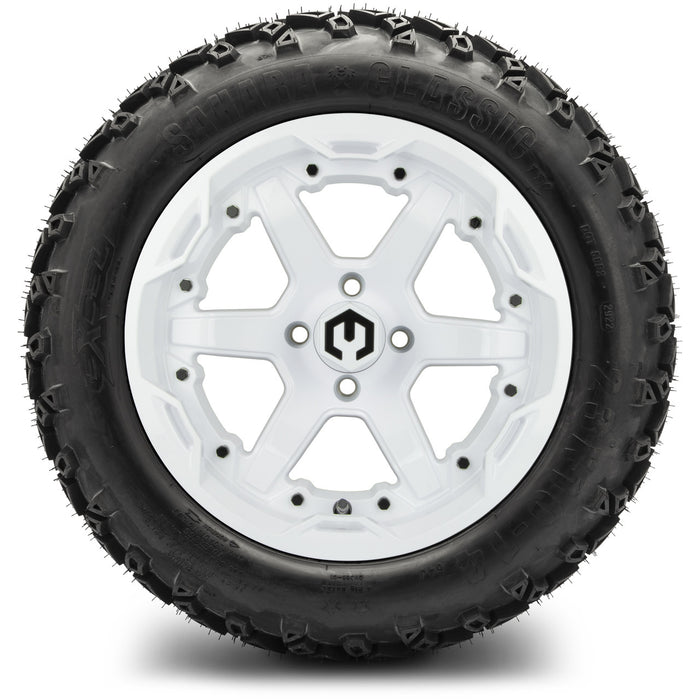 MODZ 14" Gladiator Glossy White Wheels & Off-Road Tires Combo