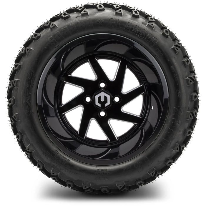 MODZ 14" Fury Glossy Black with Ball Mill Wheels & Off-Road Tires Combo