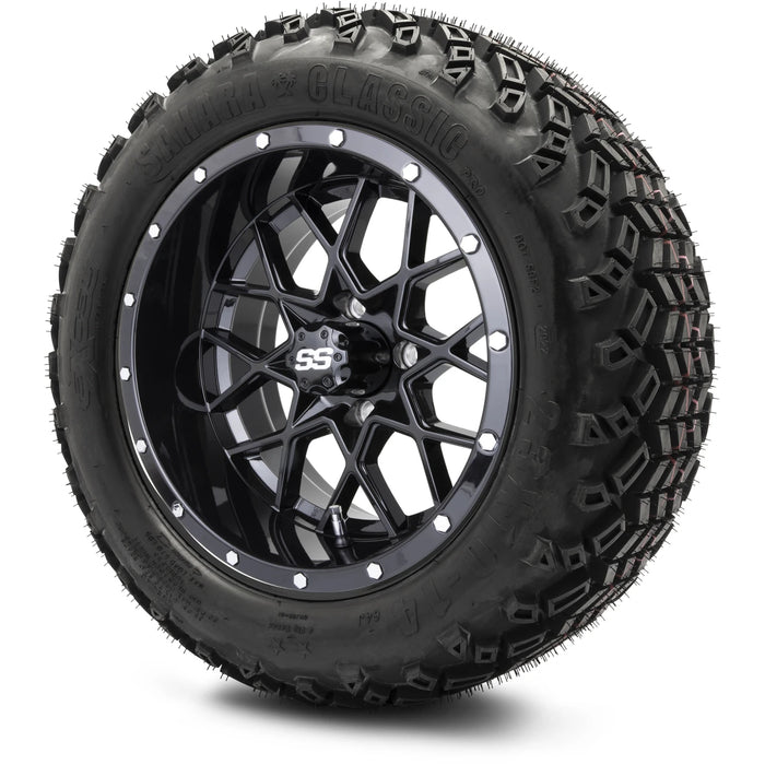 MODZ 14" Vortex Glossy Black Wheels & Off-Road Tires Combo