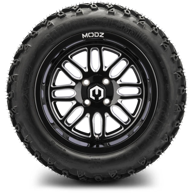 MODZ 14" Mayhem Glossy Black with Ball Mill Wheels & Off-Road Tires Combo
