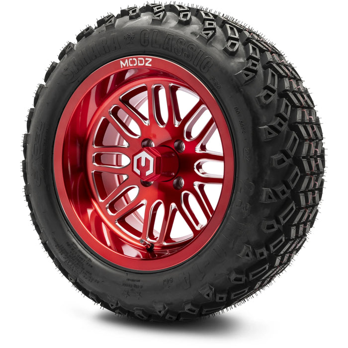 MODZ 14" Mayhem Brushed Red with Ball Mill Wheels & Off-Road Tires Combo