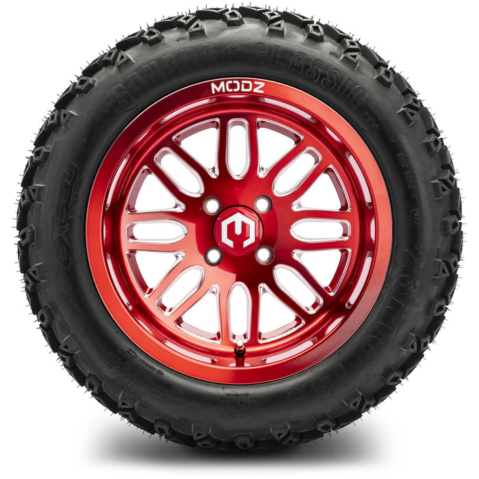 MODZ 14" Mayhem Brushed Red with Ball Mill Wheels & Off-Road Tires Combo