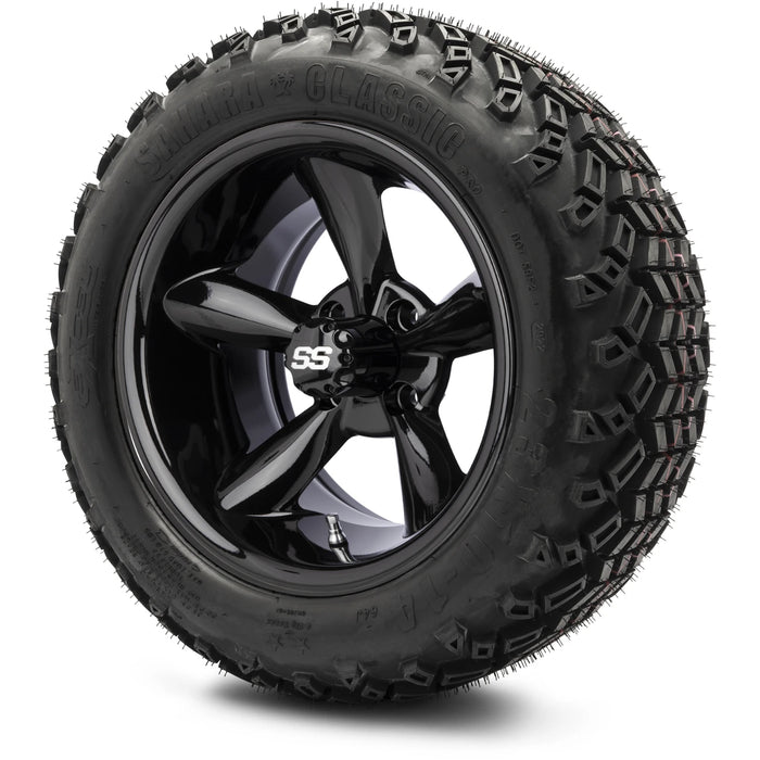 MODZ 14" Godfather Glossy Black Wheels & Off-Road Tires Combo