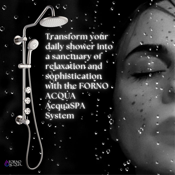 Forno AcquaSPA System with 9" Rainfall Shower Head, 5-in-1 Handheld Shower and 3 Function Adjustable Body Jet in Brushed Nickel