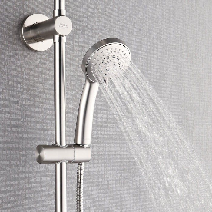 Forno AcquaSPA System with 9" Rainfall Shower Head, 5-in-1 Handheld Shower and 3 Function Adjustable Body Jet in Brushed Nickel