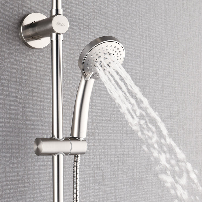 Forno AcquaSPA System with 9" Rainfall Shower Head, 5-in-1 Handheld Shower and 3 Function Adjustable Body Jet in Brushed Nickel