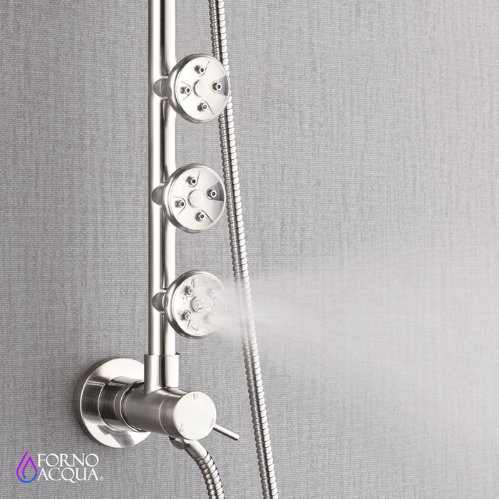 Forno AcquaSPA System with 9" Rainfall Shower Head, 5-in-1 Handheld Shower and 3 Function Adjustable Body Jet in Brushed Nickel