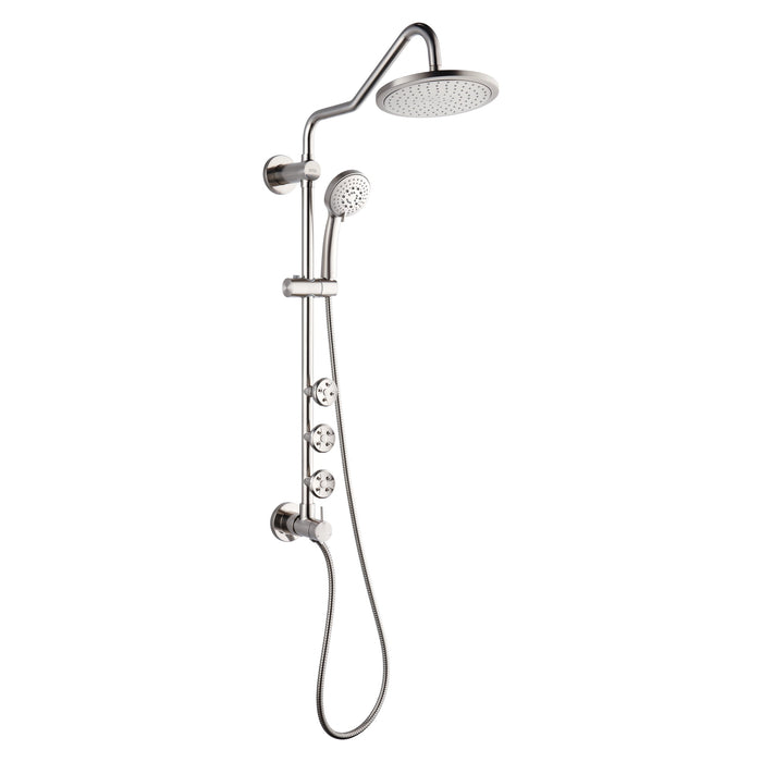 Forno AcquaSPA System with 9" Rainfall Shower Head, 5-in-1 Handheld Shower and 3 Function Adjustable Body Jet in Brushed Nickel
