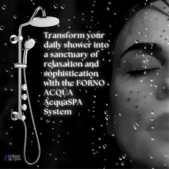 Forno AcquaSPA System with 9" Rainfall Shower Head, 5-in-1 Handheld Shower and 3 Function Adjustable Body Jet in Polished Chrome