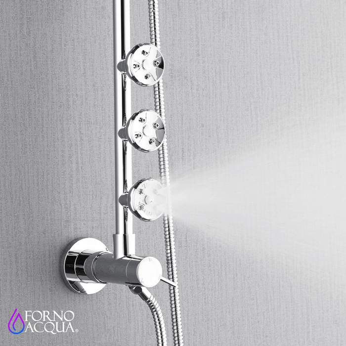 Forno AcquaSPA System with 9" Rainfall Shower Head, 5-in-1 Handheld Shower and 3 Function Adjustable Body Jet in Polished Chrome