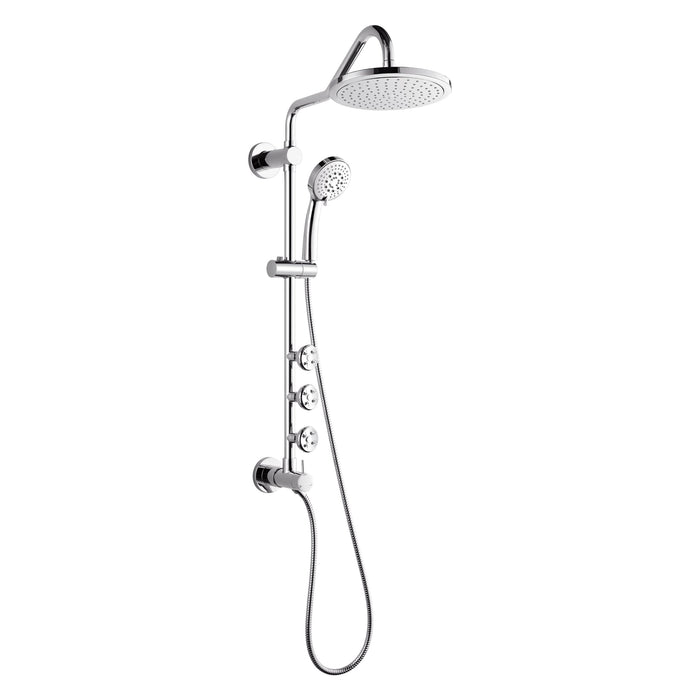 Forno AcquaSPA System with 9" Rainfall Shower Head, 5-in-1 Handheld Shower and 3 Function Adjustable Body Jet in Polished Chrome