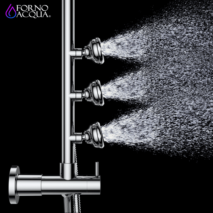 Forno AcquaSPA System with 8" 6 Function Rainfall Shower Head, 5-in-1 Handheld Shower and 3 Function Adjustable Body Jet in Brushed Nickel