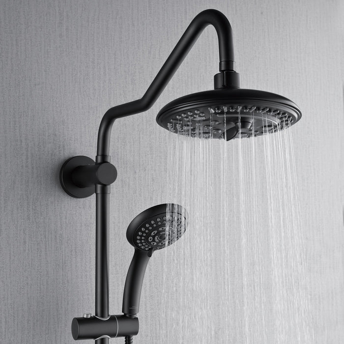 Forno AcquaSPA System with 8" 6 Function Rainfall Shower Head, 5-in-1 Handheld Shower and 3 Function Adjustable Body Jet in Matte Black