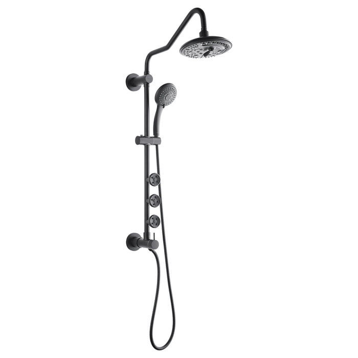 Forno AcquaSPA System with 8" 6 Function Rainfall Shower Head, 5-in-1 Handheld Shower and 3 Function Adjustable Body Jet in Matte Black