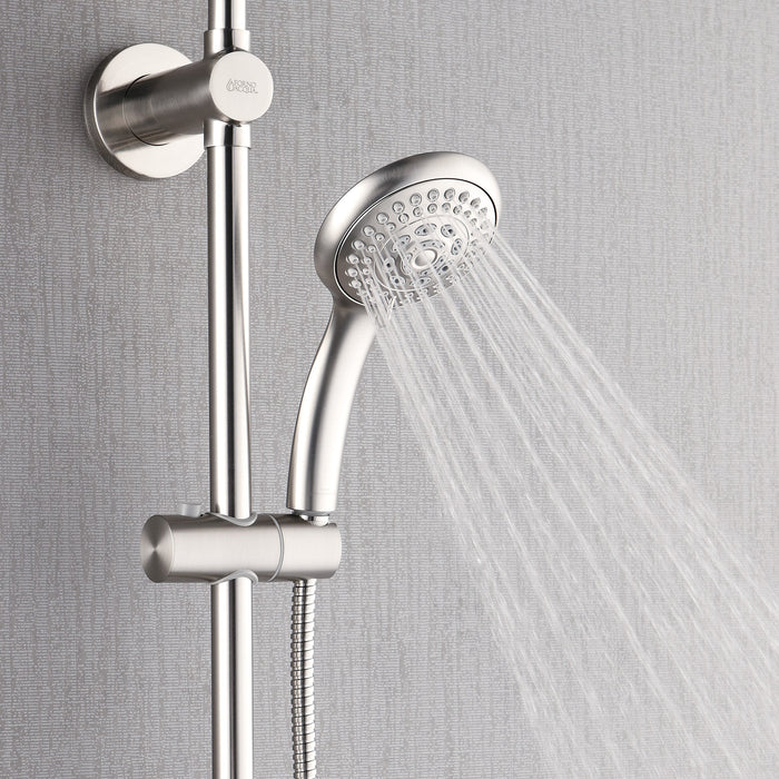 Forno AcquaSPA System with 8" 6 Function Rainfall Shower Head, 5-in-1 Handheld Shower and 3 Function Adjustable Body Jet in Brushed Nickel