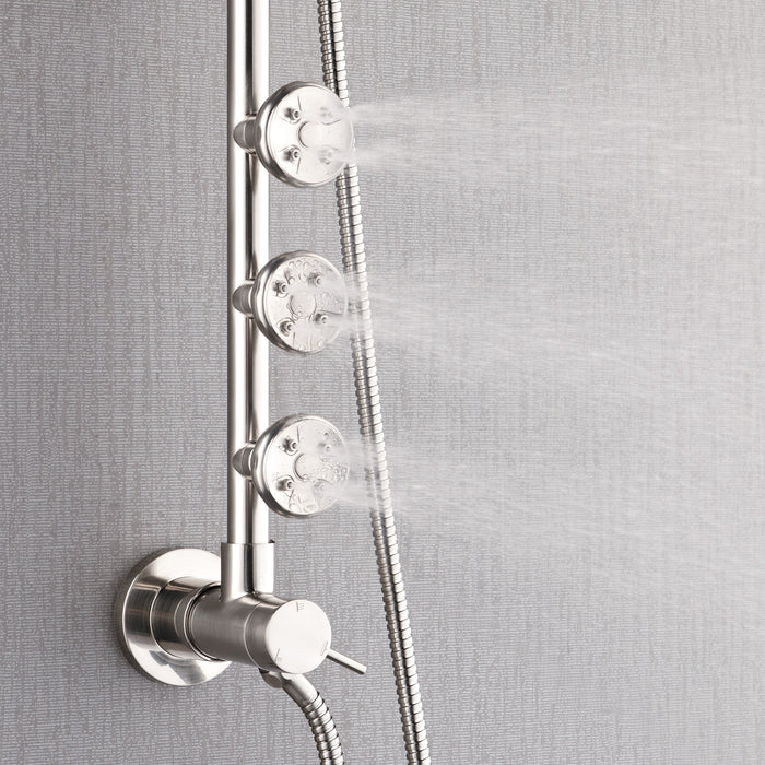 Forno AcquaSPA System with 8" 6 Function Rainfall Shower Head, 5-in-1 Handheld Shower and 3 Function Adjustable Body Jet in Brushed Nickel